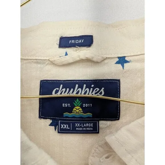 NWT Chubbies The All Stars No Stripes Shirt in Off White size XXL - Picture 6 of 7